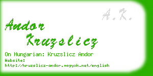 andor kruzslicz business card